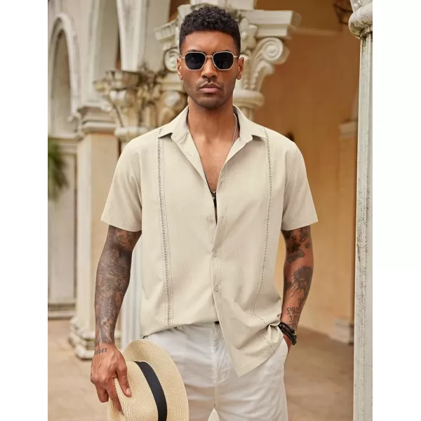 COOFANDY Mens Short Sleeve Cuban Guayabera Shirt Casual Summer Beach Button Down Shirts