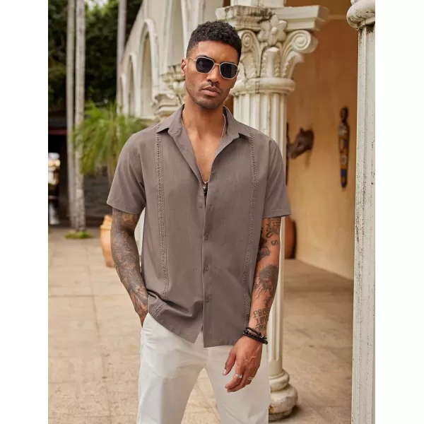 COOFANDY Mens Short Sleeve Cuban Guayabera Shirt Casual Summer Beach Button Down Shirts