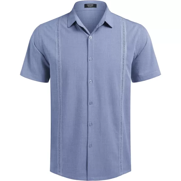 COOFANDY Mens Short Sleeve Cuban Guayabera Shirt Casual Summer Beach Button Down Shirts