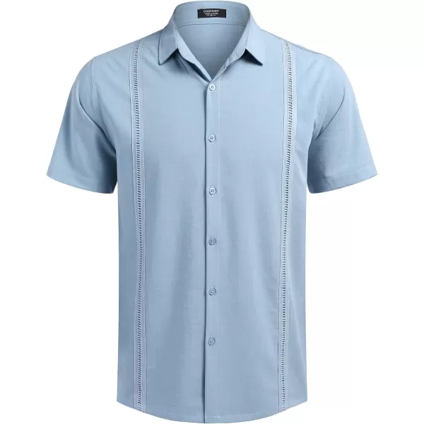 COOFANDY Mens Short Sleeve Cuban Guayabera Shirt Casual Summer Beach Button Down Shirts