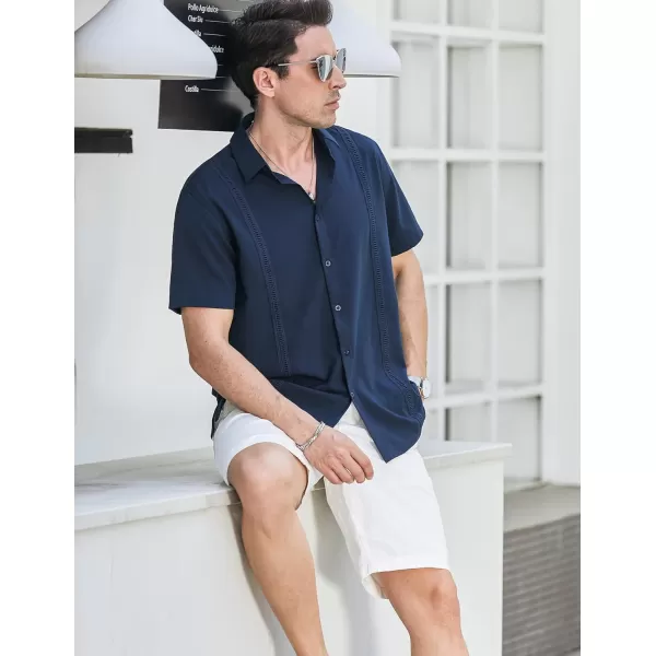 COOFANDY Mens Short Sleeve Cuban Guayabera Shirt Casual Summer Beach Button Down Shirts