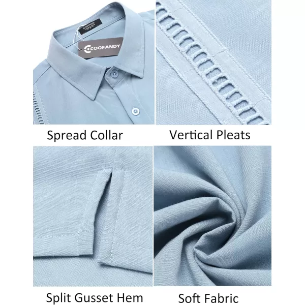 COOFANDY Mens Short Sleeve Cuban Guayabera Shirt Casual Summer Beach Button Down Shirts