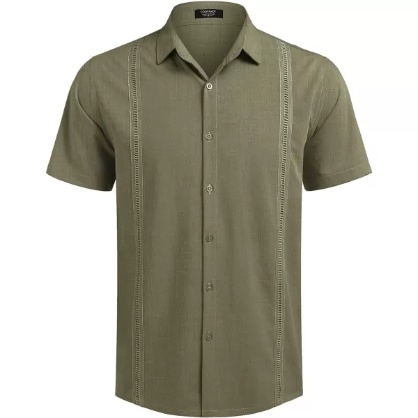 COOFANDY Mens Short Sleeve Cuban Guayabera Shirt Casual Summer Beach Button Down Shirts