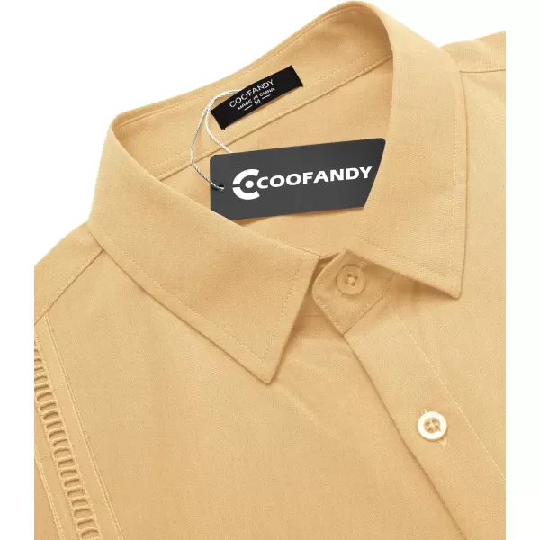 COOFANDY Mens Short Sleeve Cuban Guayabera Shirt Casual Summer Beach Button Down Shirts