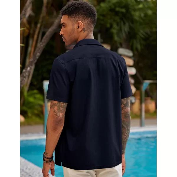 COOFANDY Mens Short Sleeve Cuban Guayabera Shirt Casual Summer Beach Button Down Shirts