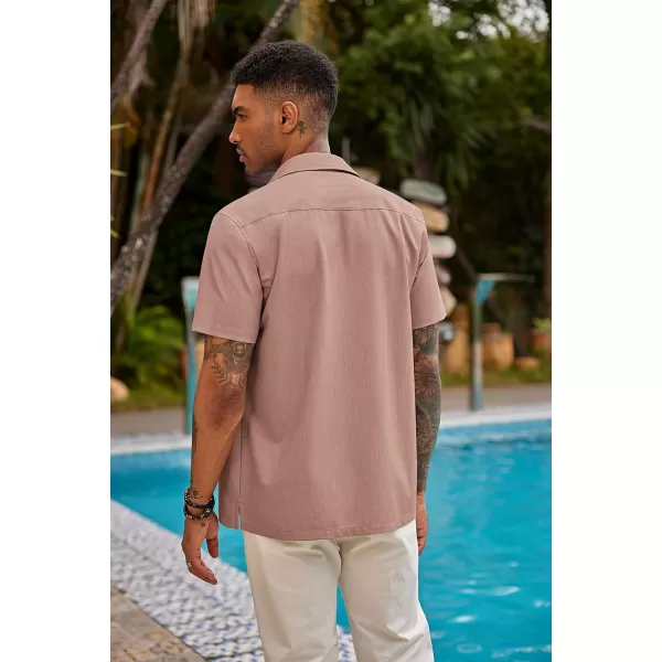 COOFANDY Mens Short Sleeve Cuban Guayabera Shirt Casual Summer Beach Button Down Shirts