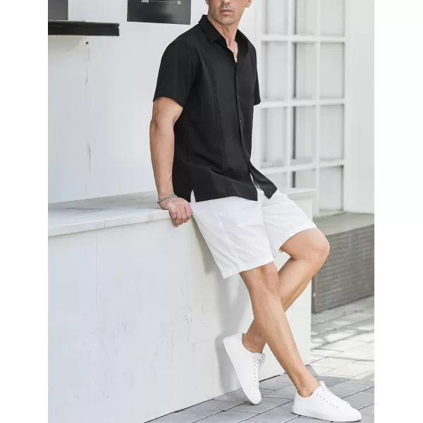 COOFANDY Mens Short Sleeve Cuban Guayabera Shirt Casual Summer Beach Button Down Shirts