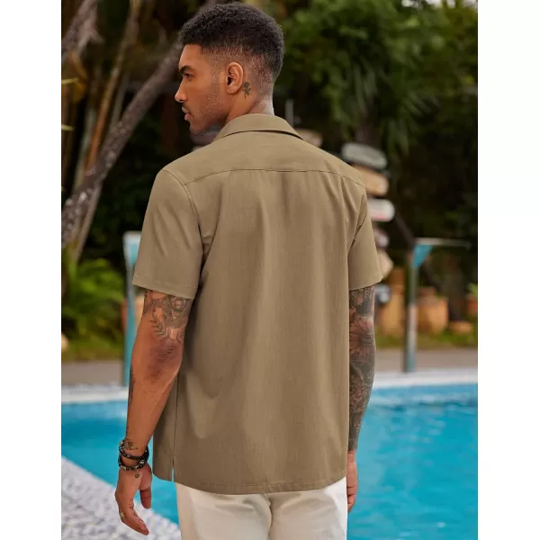 COOFANDY Mens Short Sleeve Cuban Guayabera Shirt Casual Summer Beach Button Down Shirts