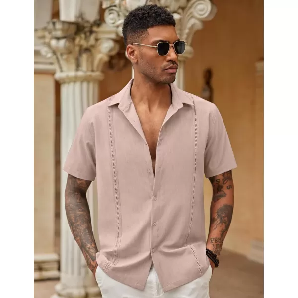 COOFANDY Mens Short Sleeve Cuban Guayabera Shirt Casual Summer Beach Button Down Shirts