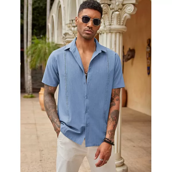 COOFANDY Mens Short Sleeve Cuban Guayabera Shirt Casual Summer Beach Button Down Shirts