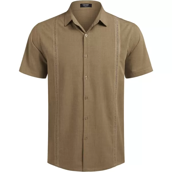 COOFANDY Mens Short Sleeve Cuban Guayabera Shirt Casual Summer Beach Button Down Shirts