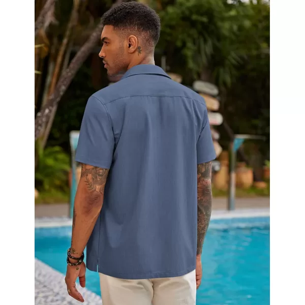 COOFANDY Mens Short Sleeve Cuban Guayabera Shirt Casual Summer Beach Button Down Shirts
