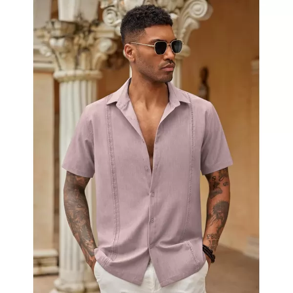 COOFANDY Mens Short Sleeve Cuban Guayabera Shirt Casual Summer Beach Button Down Shirts