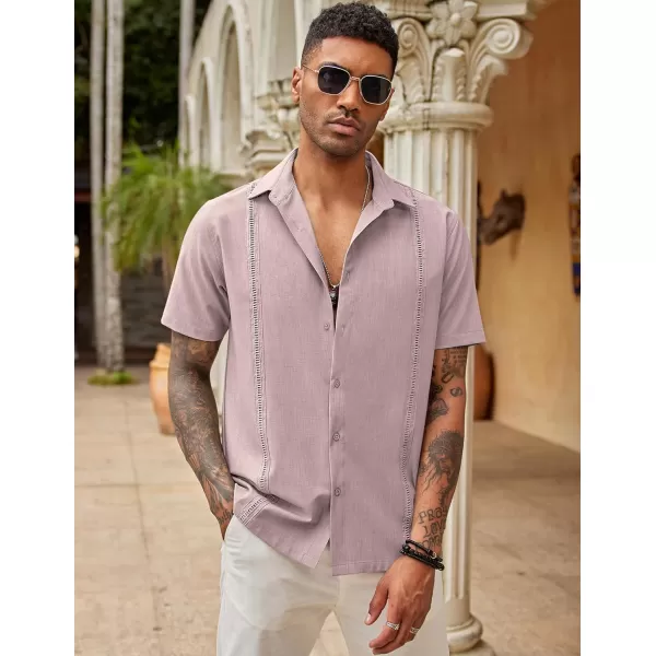 COOFANDY Mens Short Sleeve Cuban Guayabera Shirt Casual Summer Beach Button Down Shirts