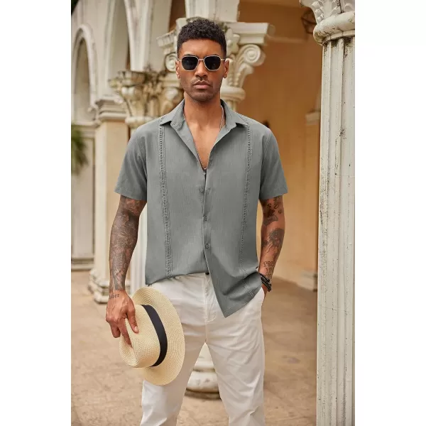 COOFANDY Mens Short Sleeve Cuban Guayabera Shirt Casual Summer Beach Button Down Shirts