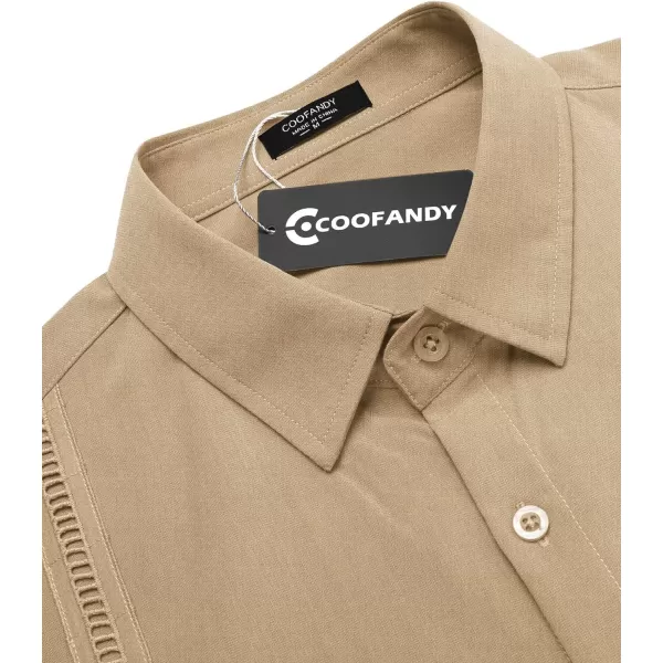 COOFANDY Mens Short Sleeve Cuban Guayabera Shirt Casual Summer Beach Button Down Shirts