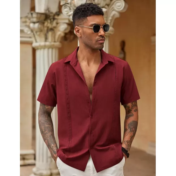 COOFANDY Mens Short Sleeve Cuban Guayabera Shirt Casual Summer Beach Button Down Shirts