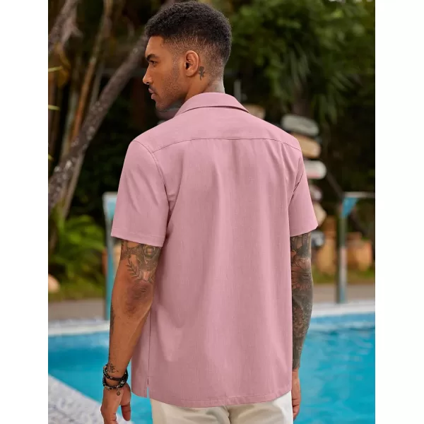 COOFANDY Mens Short Sleeve Cuban Guayabera Shirt Casual Summer Beach Button Down Shirts