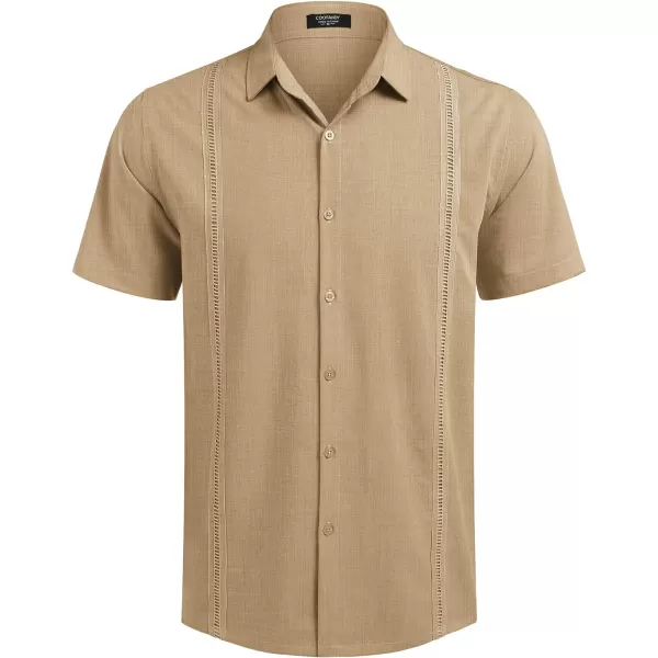 COOFANDY Mens Short Sleeve Cuban Guayabera Shirt Casual Summer Beach Button Down Shirts
