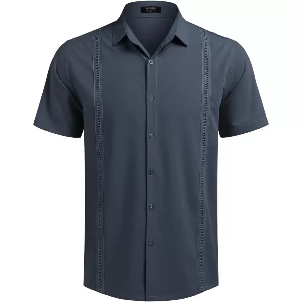 COOFANDY Mens Short Sleeve Cuban Guayabera Shirt Casual Summer Beach Button Down Shirts