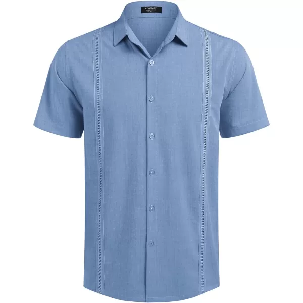 COOFANDY Mens Short Sleeve Cuban Guayabera Shirt Casual Summer Beach Button Down Shirts