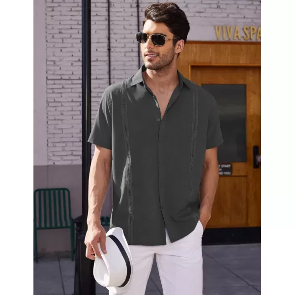 COOFANDY Mens Short Sleeve Cuban Guayabera Shirt Casual Summer Beach Button Down Shirts