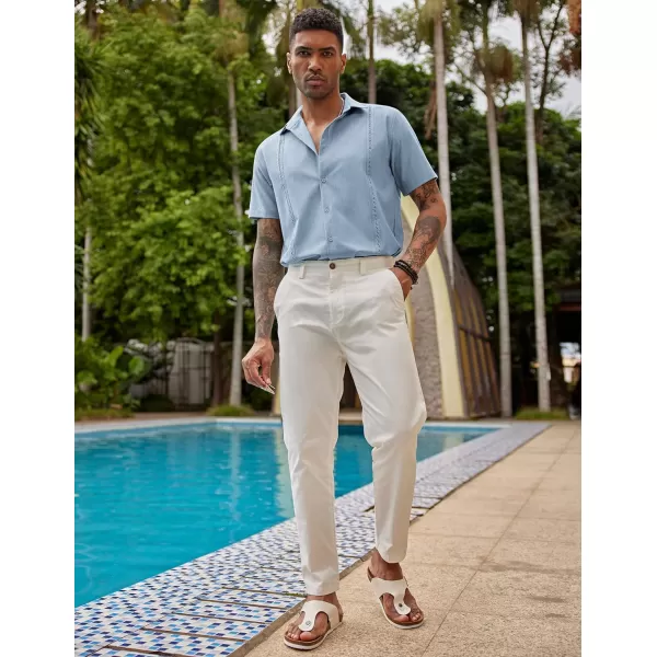 COOFANDY Mens Short Sleeve Cuban Guayabera Shirt Casual Summer Beach Button Down Shirts