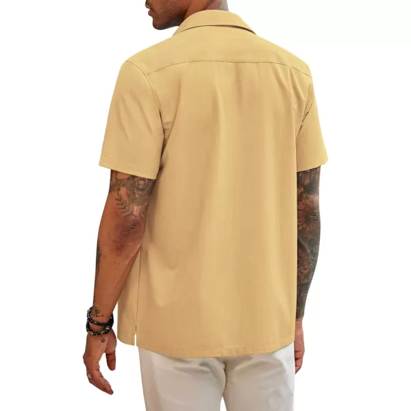 COOFANDY Mens Short Sleeve Cuban Guayabera Shirt Casual Summer Beach Button Down Shirts