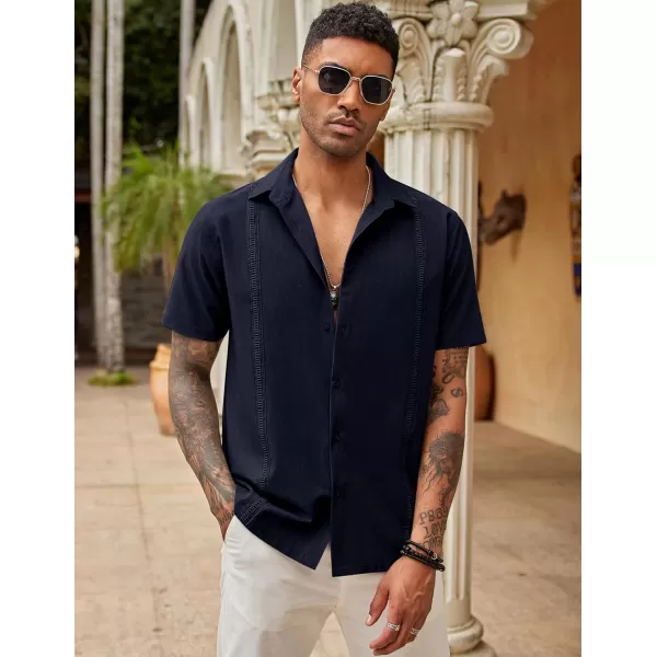 COOFANDY Mens Short Sleeve Cuban Guayabera Shirt Casual Summer Beach Button Down Shirts