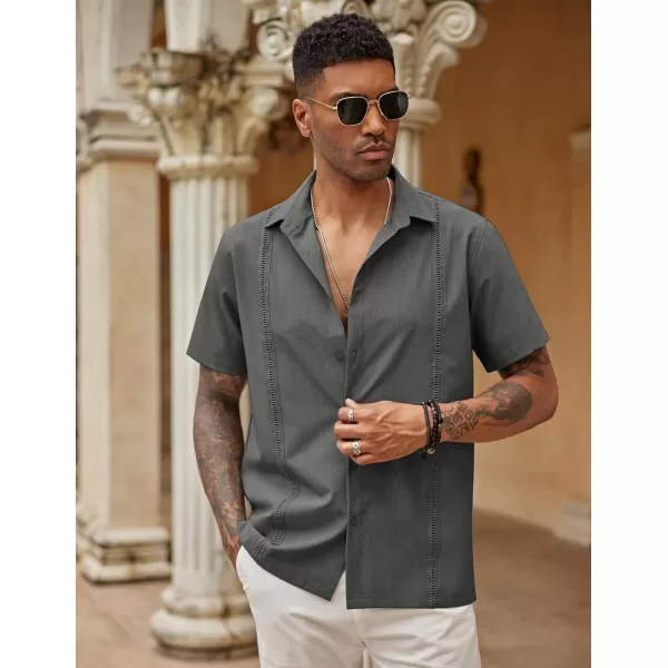 COOFANDY Mens Short Sleeve Cuban Guayabera Shirt Casual Summer Beach Button Down Shirts