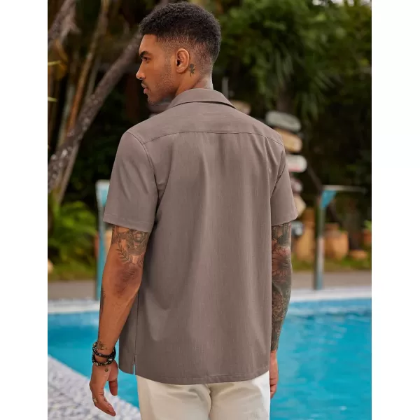 COOFANDY Mens Short Sleeve Cuban Guayabera Shirt Casual Summer Beach Button Down Shirts