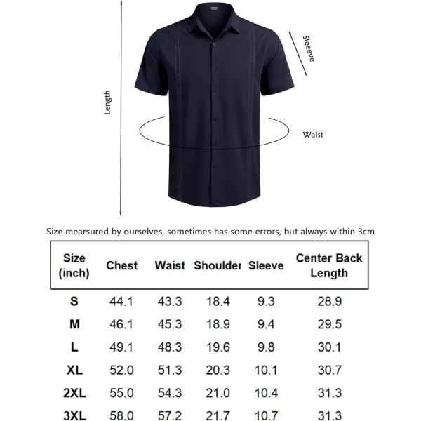 COOFANDY Mens Short Sleeve Cuban Guayabera Shirt Casual Summer Beach Button Down Shirts