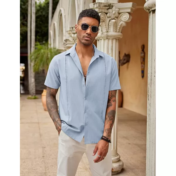 COOFANDY Mens Short Sleeve Cuban Guayabera Shirt Casual Summer Beach Button Down Shirts