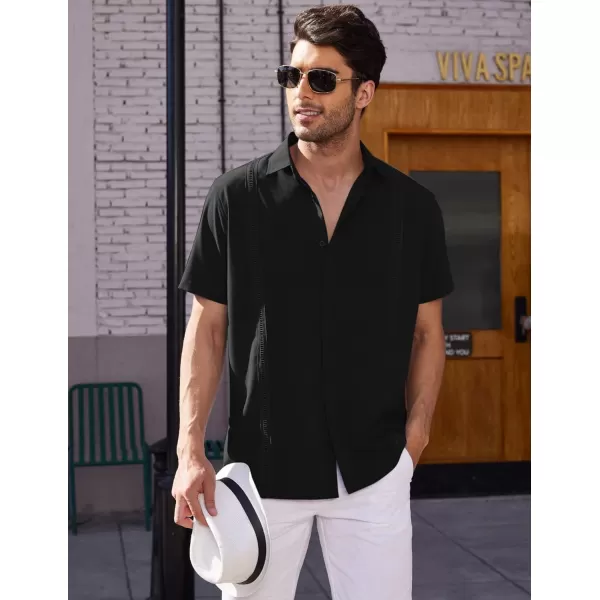 COOFANDY Mens Short Sleeve Cuban Guayabera Shirt Casual Summer Beach Button Down Shirts