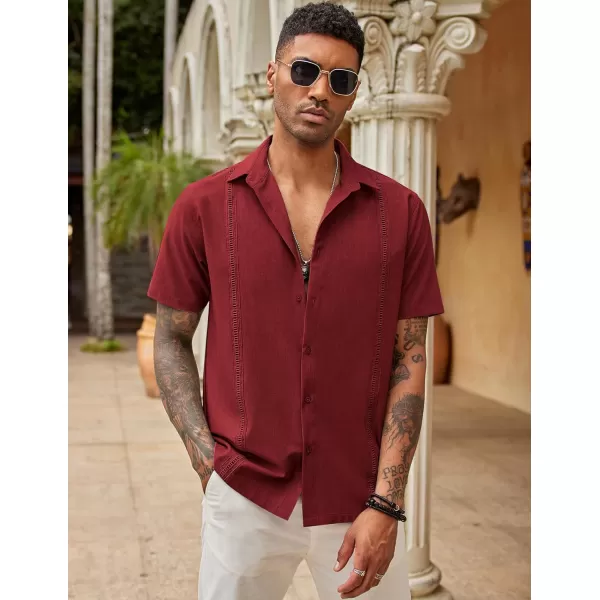 COOFANDY Mens Short Sleeve Cuban Guayabera Shirt Casual Summer Beach Button Down Shirts