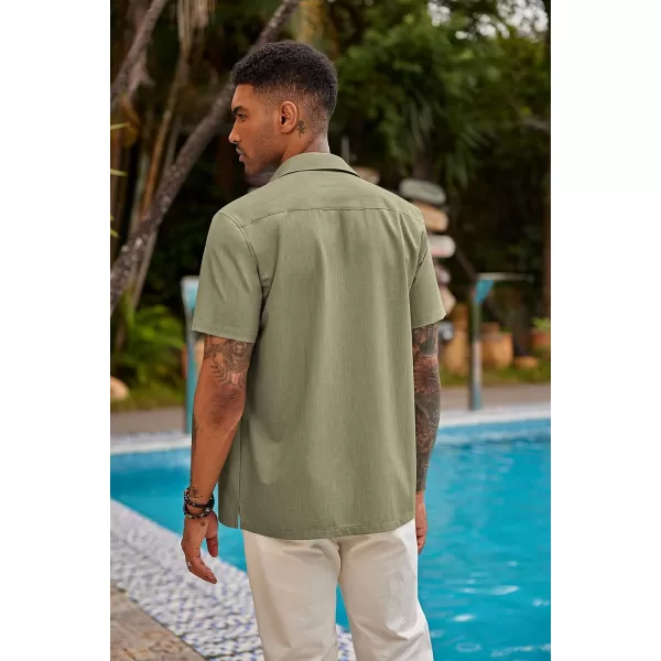 COOFANDY Mens Short Sleeve Cuban Guayabera Shirt Casual Summer Beach Button Down Shirts