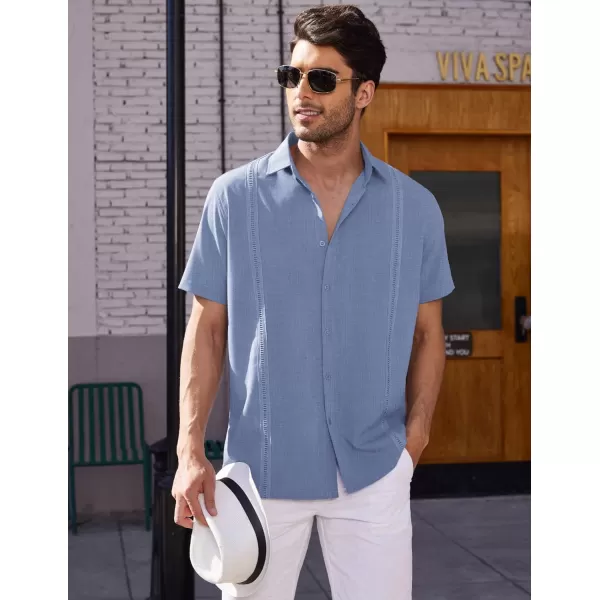 COOFANDY Mens Short Sleeve Cuban Guayabera Shirt Casual Summer Beach Button Down Shirts