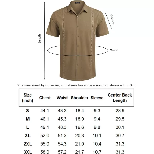 COOFANDY Mens Short Sleeve Cuban Guayabera Shirt Casual Summer Beach Button Down Shirts