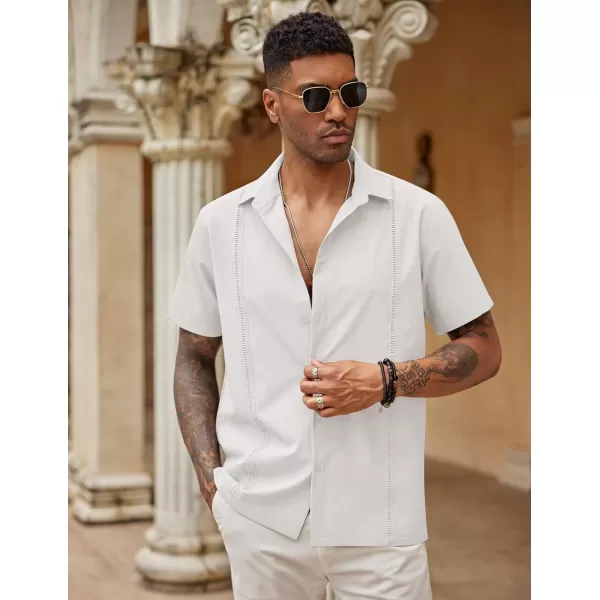 COOFANDY Mens Short Sleeve Cuban Guayabera Shirt Casual Summer Beach Button Down Shirts