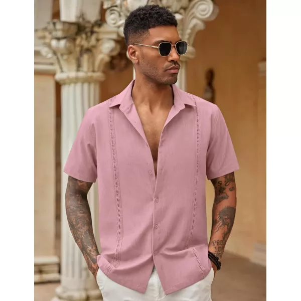 COOFANDY Mens Short Sleeve Cuban Guayabera Shirt Casual Summer Beach Button Down Shirts