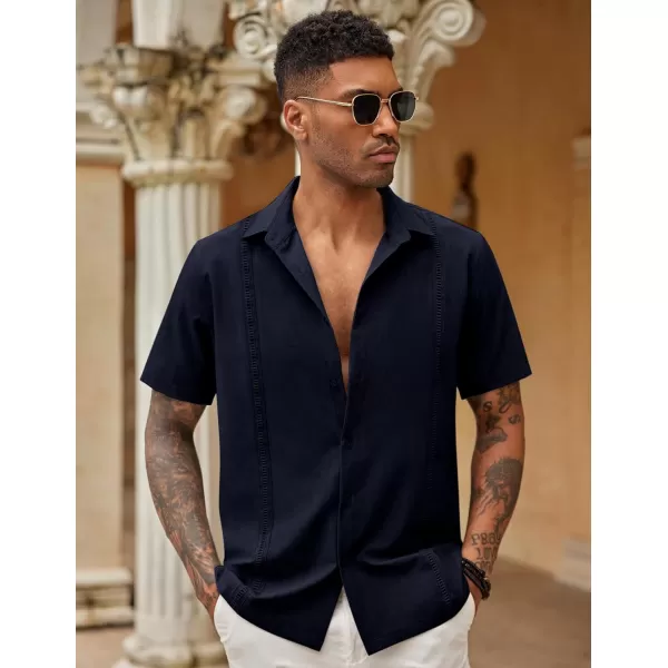 COOFANDY Mens Short Sleeve Cuban Guayabera Shirt Casual Summer Beach Button Down Shirts