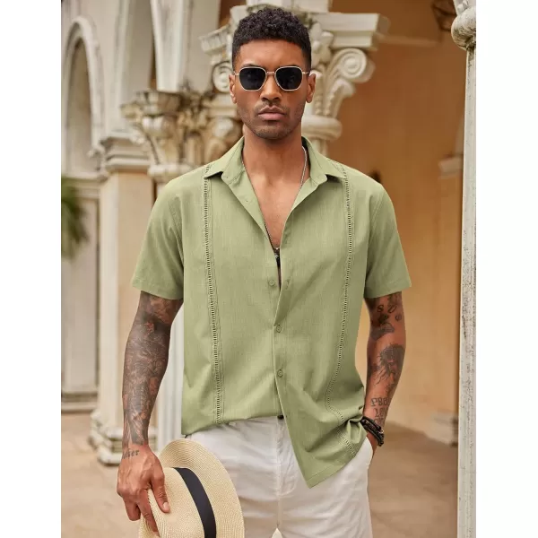 COOFANDY Mens Short Sleeve Cuban Guayabera Shirt Casual Summer Beach Button Down Shirts