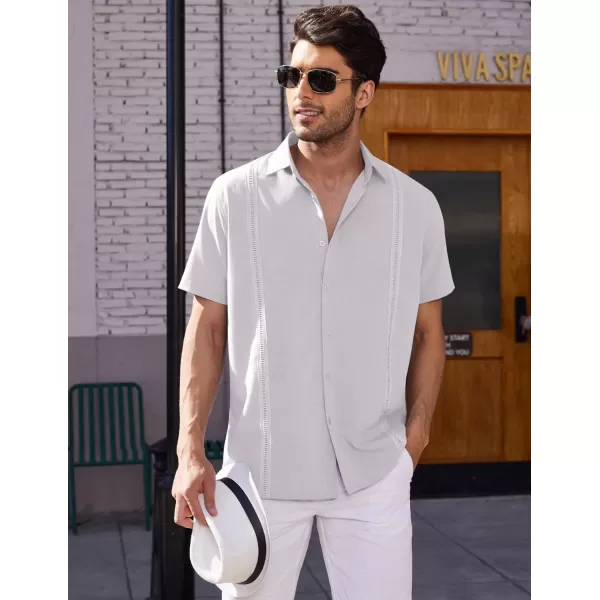 COOFANDY Mens Short Sleeve Cuban Guayabera Shirt Casual Summer Beach Button Down Shirts