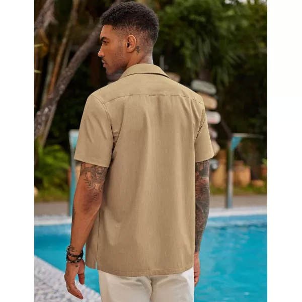 COOFANDY Mens Short Sleeve Cuban Guayabera Shirt Casual Summer Beach Button Down Shirts