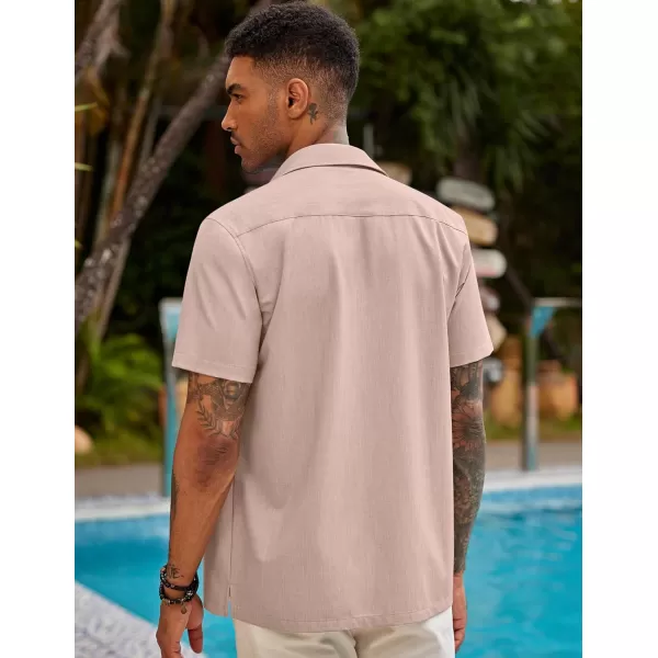 COOFANDY Mens Short Sleeve Cuban Guayabera Shirt Casual Summer Beach Button Down Shirts