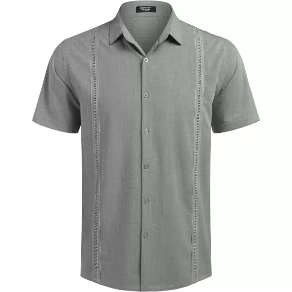 COOFANDY Mens Short Sleeve Cuban Guayabera Shirt Casual Summer Beach Button Down Shirts