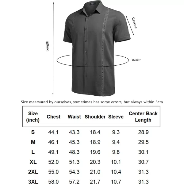 COOFANDY Mens Short Sleeve Cuban Guayabera Shirt Casual Summer Beach Button Down Shirts