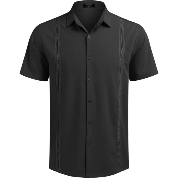 COOFANDY Mens Short Sleeve Cuban Guayabera Shirt Casual Summer Beach Button Down Shirts
