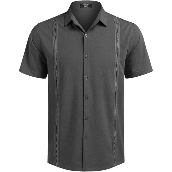 COOFANDY Mens Short Sleeve Cuban Guayabera Shirt Casual Summer Beach Button Down Shirts