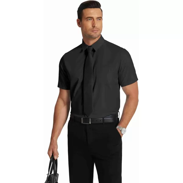 COOFANDY Men's Short Sleeve Dress Shirts Wrinkle Free Regular Fit Dress Shirt Textured Casual Button Down Shirts with Pocket
